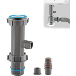 1-1/2 Inch Dishwasher Kitchen Drain Pipe Hose Adapter, Kitchen Sink Drain Pipe 3-Way Adapter Fitting, with Multiple Size Connection Ports, Suitable for kitchen, bathroom, RV (Gray)