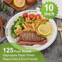 WELLIFE 10 Inch Paper Plates, 125-Pack 100% Compostable Heavy Duty Disposable Plates Bulk, Biodegradable Bagasse, Eco-Friendly, PFAS-Free | BPI Certified | Microwaveable (White)