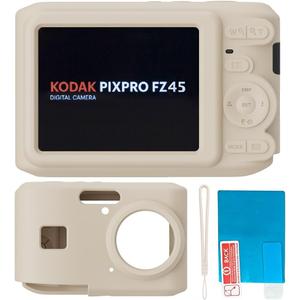 Silicone Case for Kodak PIXPRO FZ45 Digital Camera with Screen Protector and Lanyard for Kodak PIXPRO FZ45 Accessories - (Rice White)