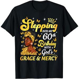 Stepping Into My July Birthday Afro Woman Religious Bday T-Shirt L (Light Blue)