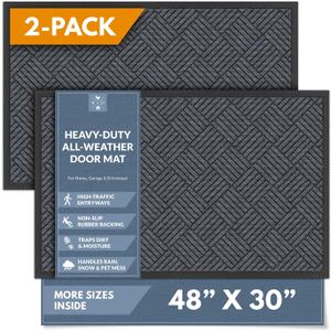Barnyard Designs Premium Gray Non-Slip Door Mat (30" x 48", 2-Pack)