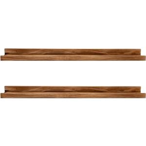 AZSKY Rustic Wood Floating Shelves for Nursery Books Long Wall Bookshelf Photo Picture Ledge Shelf with Lip Wall Shelf for Kids Bedroom Bathroom Living Room Office Frames 36 Inches Set of 2 (Burnt)