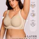OEAK Womens Wireless Jelly Bra Plus Size Supportive Seamless Bras Full Coverage Push Up Comfortable No Underwire Tshirt Bras (Beige, XXL)