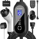 Level 1 & Level 2 EV Charger - 16A Adjustable Current, Delay Charging | 110V-240V, 21FT Cable | Compatible with All SAE J1772 EVs/PHEVs | NEMA 6-20 Plug & 5-15 Adapter