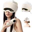 Electric Head Massager for Headaches, Eye Massager with 6-Level Heat, 6-Zone Kneading Temple Massager & Migraine Massager, Rechargeable Head and Eye Massage for Stress Relax, White
