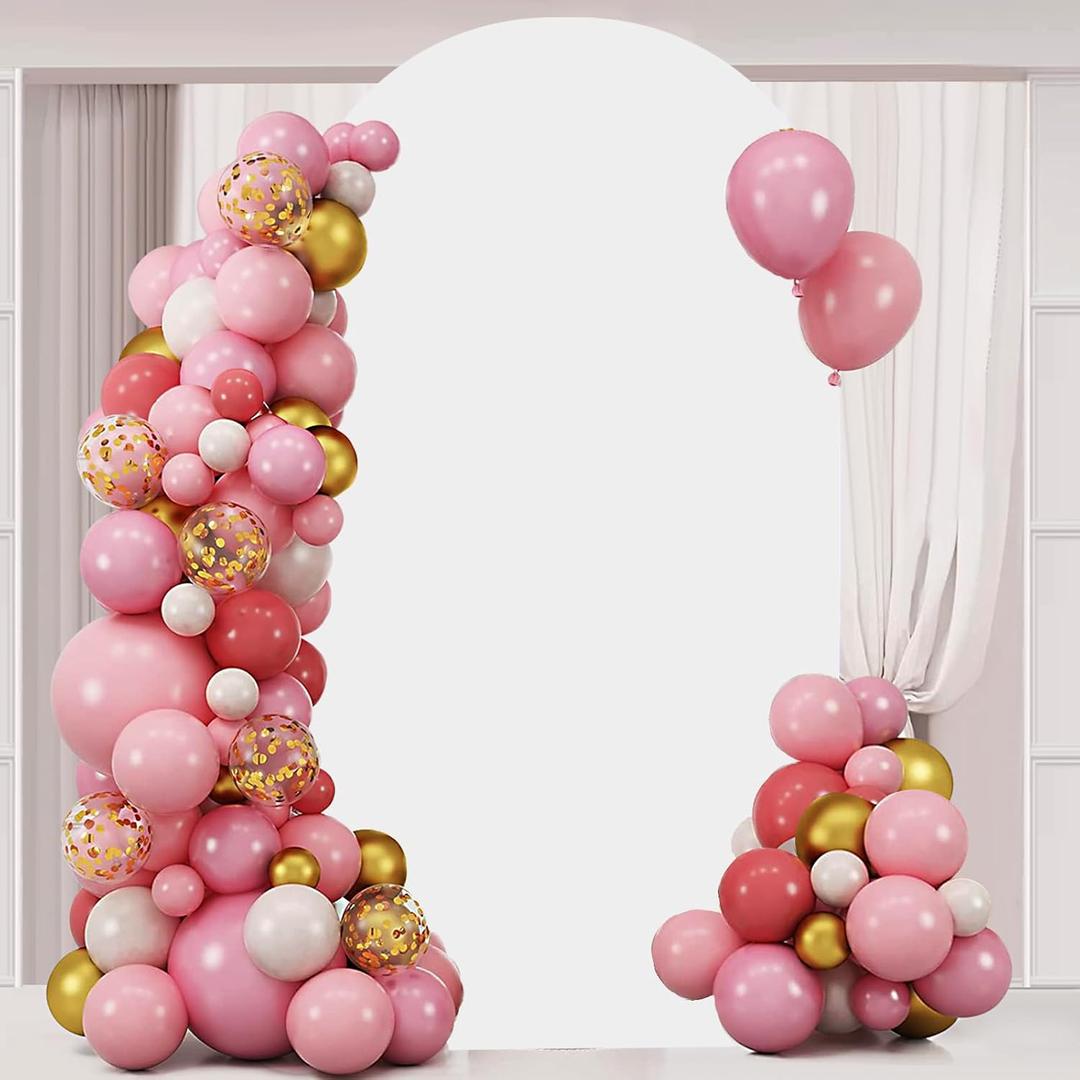 6.6FT Wedding Arch Cover Spandex Fitted Wedding Arch Stand Covers Round Top Chiara Arch Backdrop Cover for Birthday Party Ceremony Banquet Decoration WhiteOnly Cover