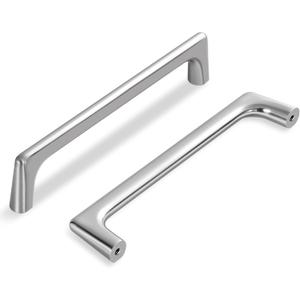 Lardmon 10 Pack Brushed Satin Nickel Modern Cabinet Pulls 5 Inch(128mm) Hole Center Timeless Drawer Pulls Vanity Pulls Classic Solid Kitchen Cabinet Handles Hardware, 5.4 Inch(138mm) Total Length