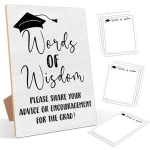 Words of Wisdom Sign and 30 Graduation Advice Card, Graduation Decor 2025, Graduation Table Decorations, Graduation Party Supplies, Graduation Party Games, Graduation Party Gifts for Her Him Grad