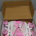 LEJIJIT Roller Skates for Kids Boys Girls Toddler Ages 3-12, Adjustable 4 Sizes for Kids and Youth Teen with Light Up Wheels, Quad Red Roller Skates for Sports (Pink)