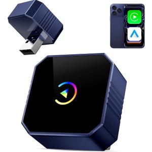 2026 Wireless CarPlay Adapter for iPhone& Android, 2-in-1 Plug and Play Converts Wired to Wireless CarPlay Android Auto, Fast Auto-Connect, Zero Latency, Car Multichannel Amplifiers Blue