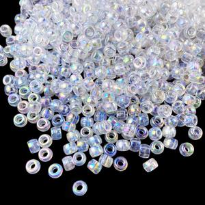 300 Pieces Pony Beads AB Colors Acrylic Spacer Beads for DIY Crafts Braids Bracelet Jewelry Making (6x9mm, Clear AB)