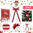 12 Pcs Red Velvet Bows for Christmas Tree, Rustic Crafts Velvet Ribbon for Wreath, Xmas Home Decor, Wedding, Outdoor & Indoor Holiday Ornaments, Pre-Formed Bows (7.817.7 Inch)