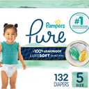 Pampers Pure Baby Diapers, Size 5 (27+ lbs), 132, Up to 100% Leakproof, Premium Hypoallergenic Soft Diapers