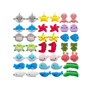 XIPEGPA 40 PCS Mini Ocean Animal Plush Toys Set Cute Small Sea Creatures Stuffed Toy Keychain for Party Favors Keychain Ornament for Goody Bag Easter Egg Stuffers Carnival Birthday Party
