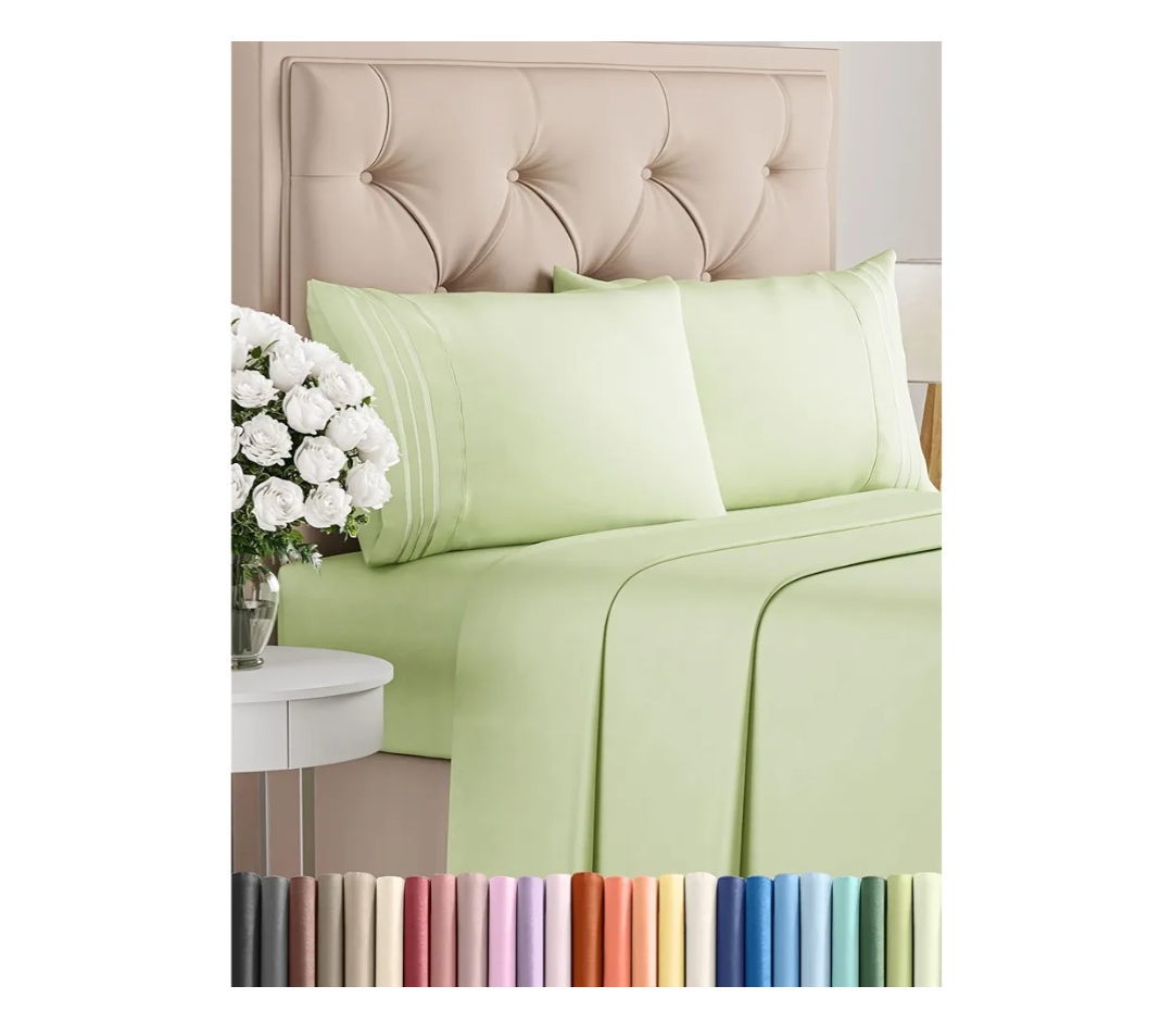 Queen Size 4 Piece Sheet Set - Comfy Breathable & Cooling Bed Sheets Set - Hotel Luxury Bedding for Women, Men, Kids, Teens, Boys & Girls - Deep Pockets and Wrinkle Free - Oeko-Tex - Light Sage Green