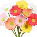 10 Pcs Artificial Gebera Daisies Flowers Fake Daisies Real Touch Flower PU Faux Flowers Bouquet for Indoor Home Arrangements Vase Wedding Party Table Centerpiece DIY Floral Decor Multicolor