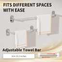 5-Piece Bathroom Hardware Accessories Set, Self-Adhesive & Wall Mounted SUS304 Stainless Steel Towel Bar Set, Adjustable Towel Bar, Towel Ring, Toilet Paper Holder & 2 Hooks(Chrome)