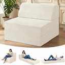 Kasunpul Folding Sofa Bed with Pillow, Memory Foam Fold Out Chair Bed, Convertible Sleeper Chair with Washable Cover, Futon Floor Couch for Living Room/Dorm/Guest Use/Home Office/Apartment, Beige