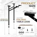 Tandefio Folding Table Legs Adjustable Height 14 Inch Wide Folding Tables Legs Collapsible Durable Metal Furniture for Kitchen, DIY Bar Desk, Coffee Dinner, Home, Tabletops, Table Saw(2 Pcs,14 Inch)