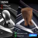 Car Gear Shift Knob Cover, Breathable Anti-Slip Genuine Leather Manual Gear Shifter Stick Protector, Soft Automotive Stick Shifting Handle Cover, Universal for Truck SUV Sedan (Black)