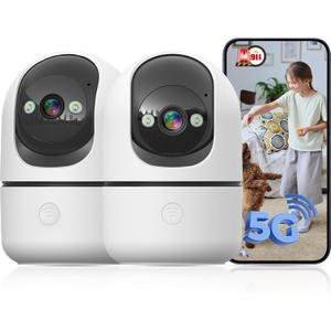 Indoor Camera 5G&2.4G WiFi Cameras for Home Security Instant 911 Alert, 360 Pan/Tilt Baby Monitor/Dog/Pet Camera AI Motion Detection Night Vision, Speaker, US Cloud Storage (2Pack)