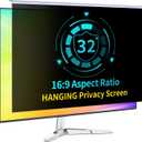 32 Inch Privacy Screen for 16:9 Computer Monitor, Anti-Blue Light Monitor Privacy Screen Filter, Anti-UV Computer Shield, Hanging Type
