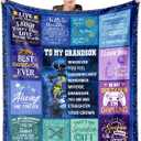 Grandson Gifts from Grandma, Gifts for Grandson Blanket 60"X 50", Grandsons Gifts from Grandparents, Best Grandsons Adult Gift for Ideas Valentines Graduation Christmas Birthday