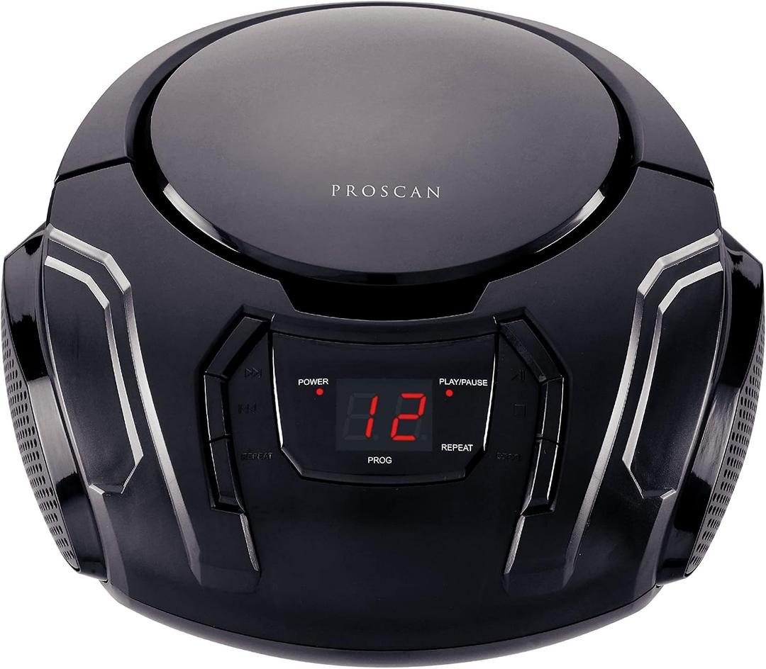 PROSCAN Elite Portable CD Boombox with AM/FM Radio (Black)