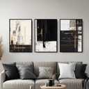 large wall art 3 Panel Framed abstract wall art 24x36 Modern Industrial artwork for walls with High Definition Prints and Metal Frame, pictures for Living Room, Bedroom, Stair, Dining Room, 24" W x 36" H x 3Pcs