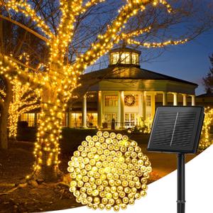 Solar Outdoor Lights 8 Modes Waterproof Solar String Lights for Wedding Party Patio Yard Warm White