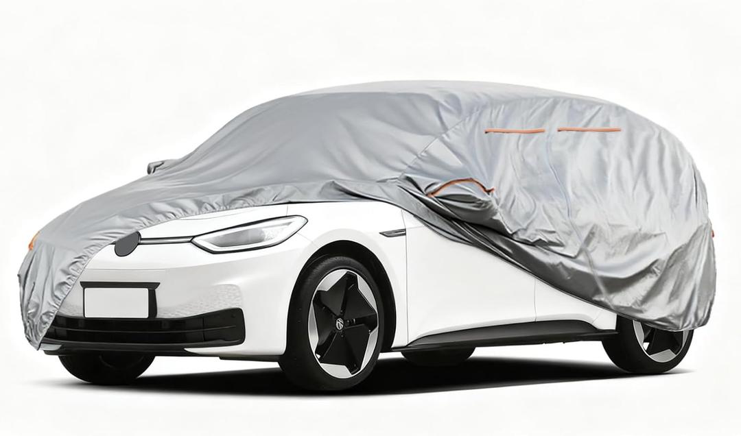 Favoto Car Cover for Automobiles Waterproof - Outdoor All Weather Hatchback Cover Sun Rain Dust Snow Windproof 210D Oxford with Zipper Door Car Tarp Universal Fit for Hatchback (157-171 inch)