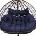 Patio Double Egg Chair Cushion Replacement 55x35in Thickened Memory Foam Large Double Egg Swing Chair Cushions Hanging Basket Chair Cushion(Blue)