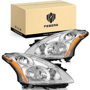[OE Style Anti-Yellowing Headlights for 2010-2012 Nissan Altima 4Door Sedan Headlight Assembly Pair Replacement for 10 11 12 Altima Chrome Housing Amber Reflector
