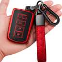 Sindeda for Toyota Key fob Cover with Leather Keychain,Soft TPU Full Cover Protection Key Case for Toyota Corolla, Camry, Avalon, Rav 4, Highlander Key Fob Shell (Red)
