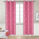BGment Pink Curtains for Girls Bedroom 84 Inch Length, Star and Moon Blackout Curtains for Kids Babys Bedroom, Room Darkening Thermal Insulated Window Grommet Curtains for Nursery, 42 Wide, 2 Panels