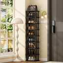 Vertical Shoe Rack - Tall Narrow Shoe Rack Organizer for Small Spaces,17 Tier Bamboo Shoen Shelf for Entryway,Closet,Corner,Doorway,Skinny Shoe Shelf Space Saving Shoe Storage,Free Stackable DIY