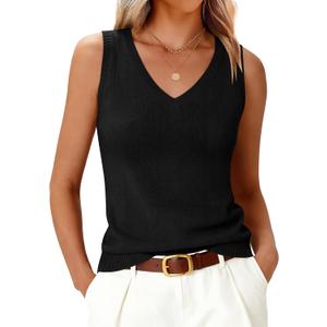 ANRABESS Womens Wool Blend Tank Tops V Neck Sleeveless Sweater Business Casual Work Knit Shirts Slim Fit 2026 Summer Outfits (L)