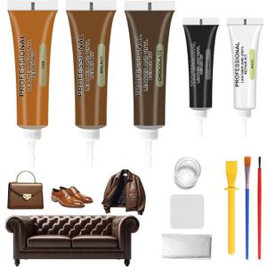 Brown Leather Repair Kit for Furniture, Leather Vinyl Repair Kit for Car Interior,Couch, Jacket, and Purse - Fixes Tears, Burn Holes, and Scratches, Restores Any Material, Bonded, Pleather, Genuine