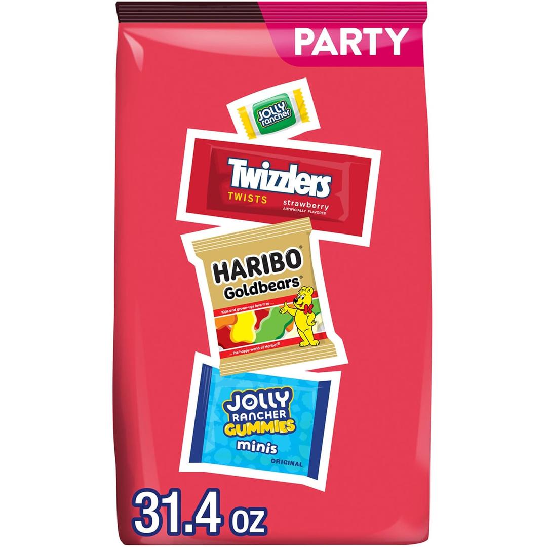 HARIBO, JOLLY RANCHER & TWIZZLERS Assorted Candy Variety Pack, 31.4 oz (EXP 12/01/26)