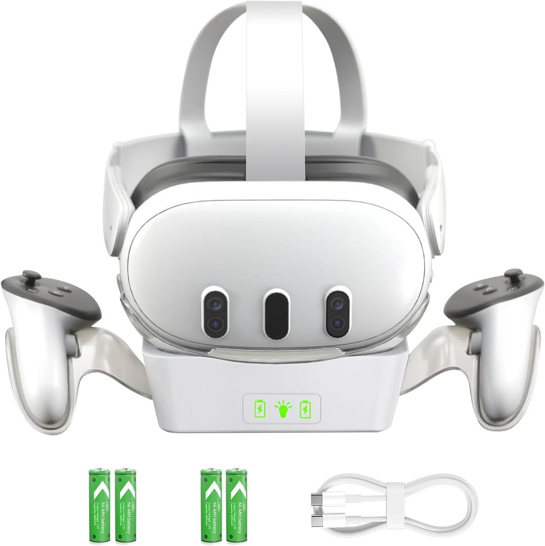 SHANSHUI Charging Dock for Meta Quest 3, Fast Charging Station for Oculus Quest 3 VR Headset & Controllers (White)