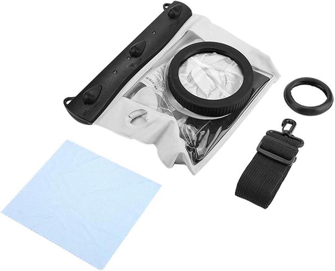 DSLR Cameras Housing Bag Underwater Case, Full Sealed Diving Case Bag 20M Anti Shock Bag for DSLR Cameras, Camera Case Dry Bag Pouch for Diving (White)