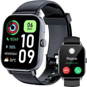 1.91" Smart Watch for Men,smart Watches for Women,Fitness Tracker with Message Call Function,120+ Sport Modes, IP68 Waterproof,24 Hours Heart Rate/Sleep Monitor,for Android/iOS (Black)