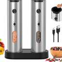 CIRCLE JOY Rechargeable Electric Salt and Pepper Grinder Set, 2-speed Stainless Steel Automatic Pepper Mill Grinder w/Charging Base, Adjustable Coarseness, LED Light, 110ml Large Capacity Top Fill