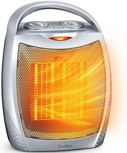 Amazon.com: GiveBest Portable Electric Space Heater with Thermostat, 1500W/750W Safe and Quiet Ceramic Heater Fan, Heat Up 200 Square Feet for Office Room Desk Indoor Use, Silver : Home & Kitchen