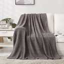 Longhui bedding 100% Cotton Knitted Throw Blanket – Dark Grey, Soft & Cozy, Machine Washable, 60"x80" – Perfect for Living Room, Couch, Sofa, Bed or Travel