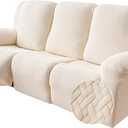 Genina Recliner Sofa Cover Stretch Couch Covers, Sofa Slipcover for Reclining Couch Thick Jacquard Furniture Protector Washable (Beige, 3 Seat)