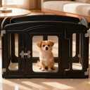 Clear Puppy Playpen Indoor - Ideal for Small & Toy Dogs - Height 24 Inch, 4 Panels, Black