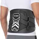 Fit Geno Back Brace for Lower Back Pain Relief: Adjustable Support with Ergonomic Lumbar Pad for Herniated Disc Sciatica and Lumbar Strain - Breathable Design for Men & Women (L/XL) (Black)