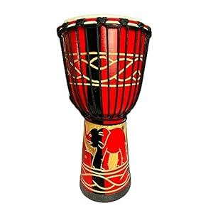 TAOSKNE Djembe Drum, Bongo Congo, African Drum, 10 inch professional hand drum - Not Made In China (Red elephant)