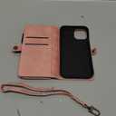 Defencase Compatible with iPhone 15 Case Wallet with RFID Blocking Card Holder for Women and Men, Fashion PU Leather Magnetic Snap Flip Zipper Strap Wallet Phone Case Fit for iPhone 15 6.1", Rose Pink